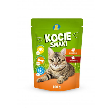 Karma dla kotów Kocie Smaki z drobiem i dziczyzną 100 g Lewiatan