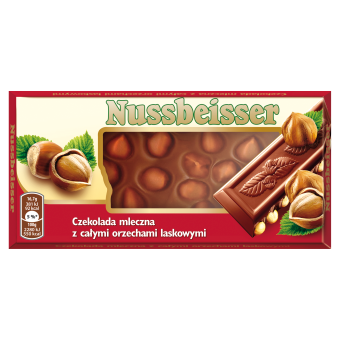 Nussbeisser Czekolada mleczna z całymi orzechami laskowymi 100 g